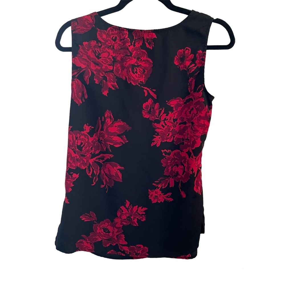 Croft & Barrow Black with Red Roses Dressy Tank - S - Picture 2 of 8